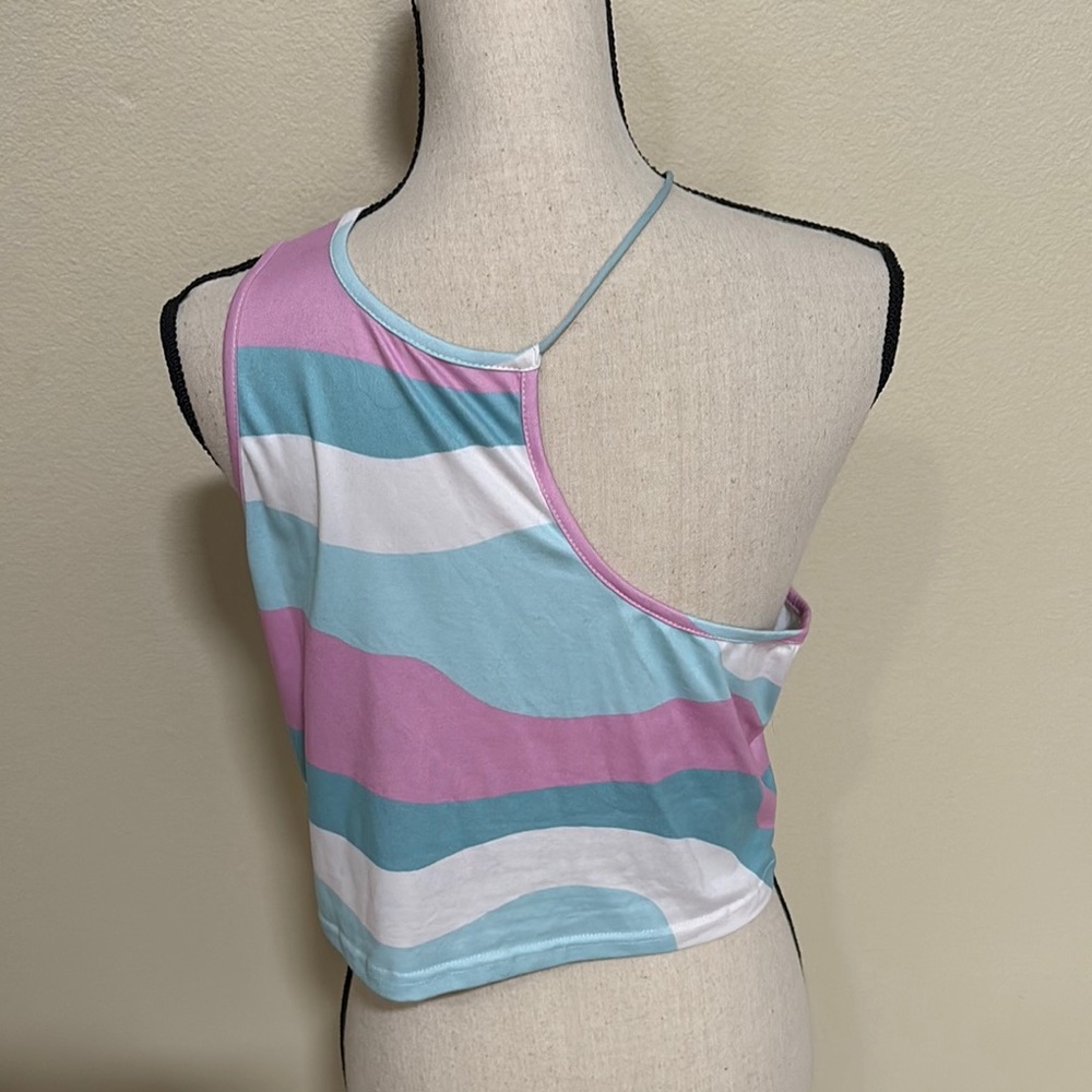 Stylish Multicolor Asymmetrical Women's Top - Picture 2 of 3